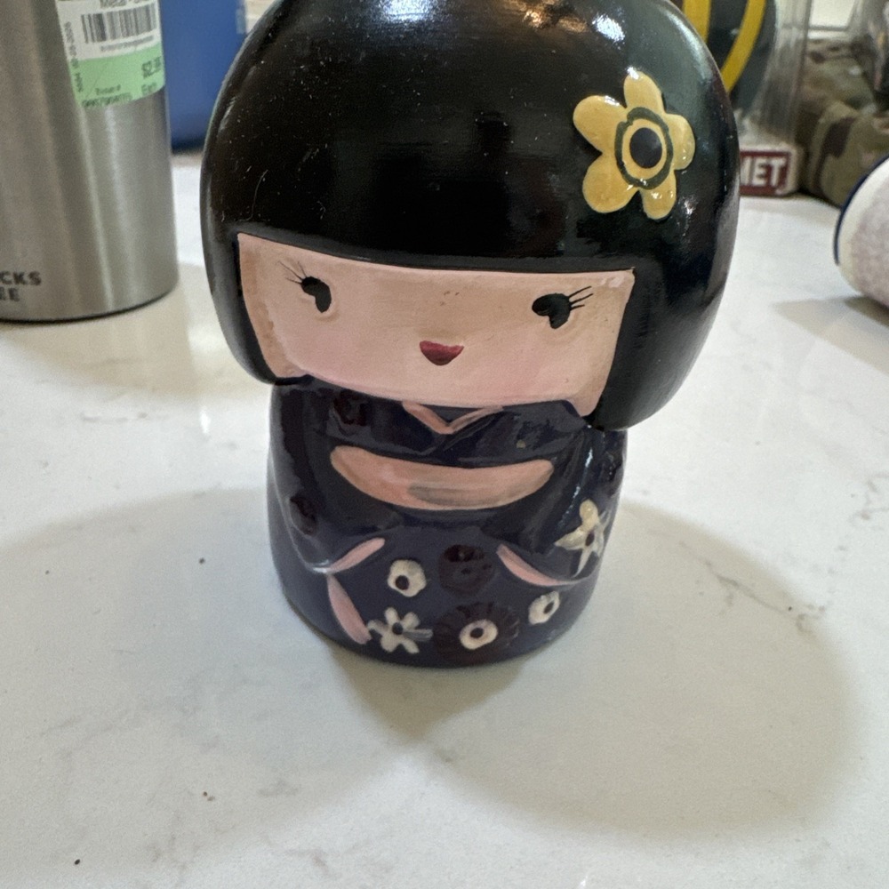 Japanese ceramic bank doll 4 inches high Vintage Collectable Black